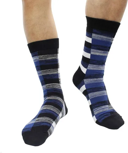 Miniatura 77 de TOEJYJ Calcetines de vestir divertidos para hombre, paquete de calcetines casuales divertidos, coloridos calcetines de algodón a rayas, talla 10-13