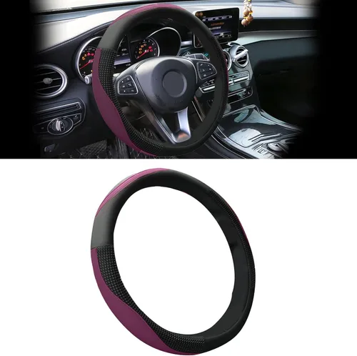 Miniatura 11 de Funda para volante de automóvil con círculo interior, protector de cuero mejorado de 15 pulgadas para hombres y mujeres, accesorios interiores