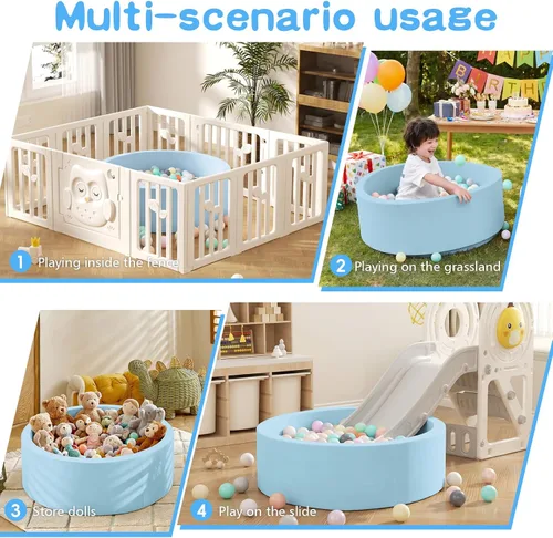 Miniatura 9 de SHJADE Piscina de pelotas de espuma para niños pequeños, 35.4"x 11.8" Piscina de pelotas para niños, Piscina de pelotas redonda suave para bebés