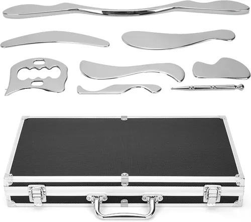 Miniatura 9 de 6 piezas Gua Sha Muscle Rascador de acero inoxidable herramienta de masaje 6 herramientas IASTM para brazos/espalda/hombro, herramienta de raspado