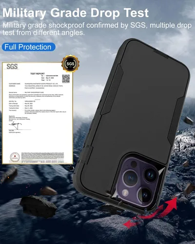 Miniatura 6 de Funda para iPhone 14 Pro Max, con protector de pantalla de vidrio templado, carcasa resistente a prueba de golpes con cubierta de puerto de carga