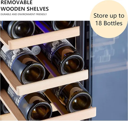 Miniatura 8 de Kalamera Mini refrigerador de 18 botellas – Refrigerador de vino de 12 pulgadas, integrado o independiente, con acero inoxidable y puerta de vidrio