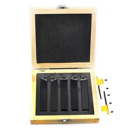 Miniatura 9 de OSCARBIDE 1/2 "Mini torno de carburo indexable portaherramientas de torneado 5 piezas/juego, herramientas de corte de torno de metal con insertos