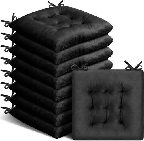 Roowest Paquete de 9 Cojines de Asiento Almohadillas para Sillas con Lazos Alfombrilla Antideslizante para Sillas de Cocina Oficina Sillas de