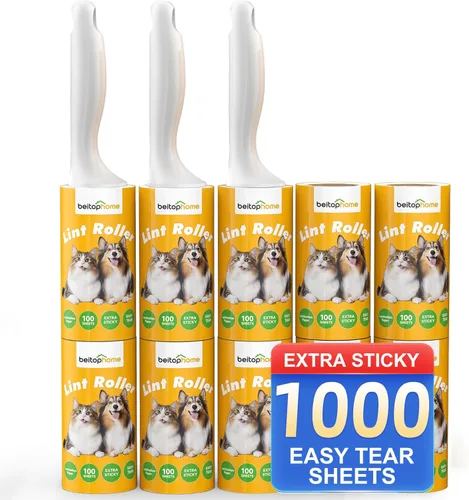 Miniatura 16 de Rodillo de pelusa extra adhesivo para pelo de mascotas, 600 hojas con 2 asas reforzadas, rodillo resistente para pelusa para ropa, sofá, muebles