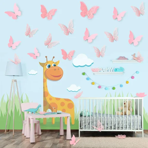 Miniatura 6 de Outus 120 Piezas Mariposas 3D en Capas Rosas Decoración de Pared Calcomanías de Mariposas Removibles Huecas Calcomanías Murales para Decoraciones