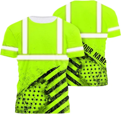 Miniatura 13 de Camisa de alta visibilidad para hombre, camisas de seguridad reflectantes con nombre personalizado para patriota, patriótico, veterano, militar