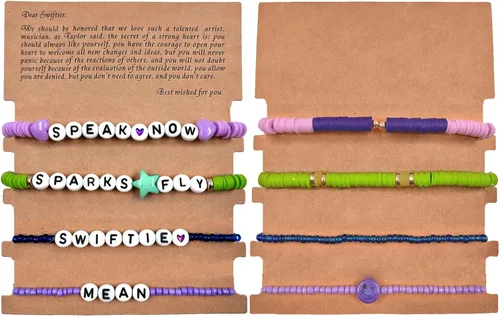Miniatura 3 de Gpurplebud 4Pcs Taylor Bracelets Eras Tour Outfits Swiftie Lover 1989 Reputation Speak now Fearless Midnight Taylor Outfit Friendship Music Gifts