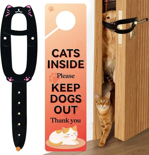 Miniatura 8 de TGIOW Pestillo de puerta para gatos, 2 pestillos de puerta para gatos que mantienen a los perros fuera de la caja de arena y alimentos, tapón