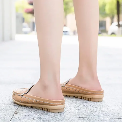 Miniatura 5 de Sandalias planas para mujer con puntera cerrada, sin espalda, a la moda, casual, de tacón alto, para niñas y mujeres