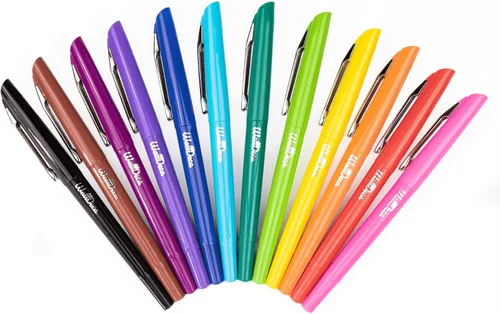 Miniatura 7 de WallDeca Bolígrafos de punta de fieltro, punta fina (0.020 in), colores surtidos del arco iris, 12 unidades Hechos para la escritura diaria