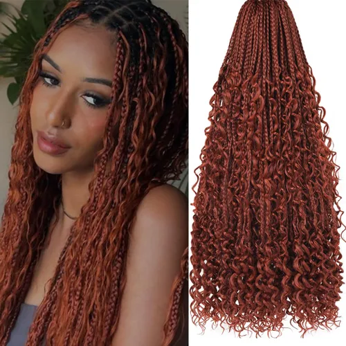 Miniatura 34 de Beverlee Goddess Box - Trenzas de ganchillo de 8 pulgadas, 8 paquetes de trenzas de ganchillo bohemias, extremos rizados, pelo sintético rizado