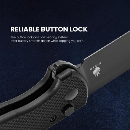Miniatura 4 de Kizer Amicus Cuchillo de bolsillo pequeño, 2.95 pulgadas 9Cr18MoV hoja de acero, mango negro G10 plegable EDC cuchillo L3002A1
