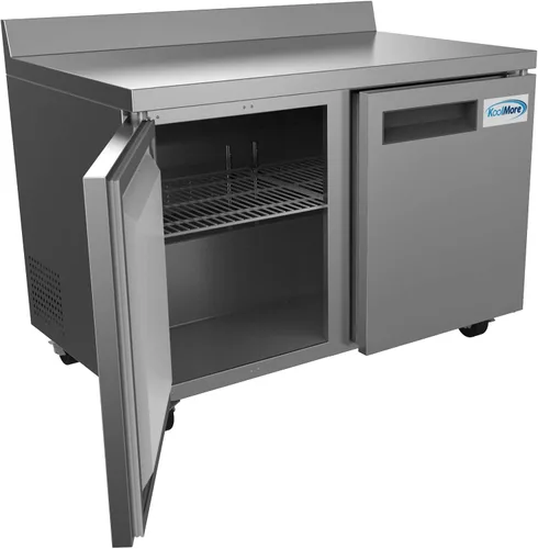 Miniatura 5 de KoolMore 48" de acero inoxidable 2 puertas congelador comercial de encimera con 3 1/2 contrasalpicaduras - 12 pies cúbicos