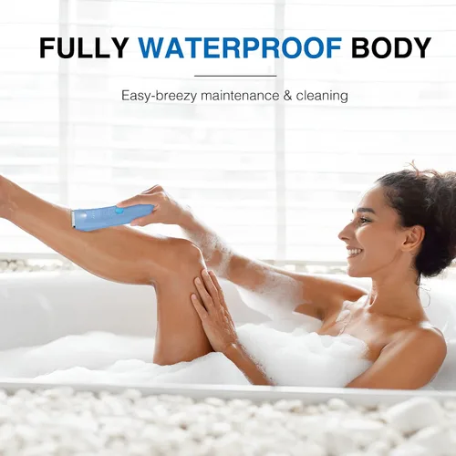 Miniatura 2 de VIKICON Recortadora de bikini para mujeres: Afeitadora eléctrica indolora para púbico/piernas con luz, cuchilla hipoalergénica de cerámica, Azul