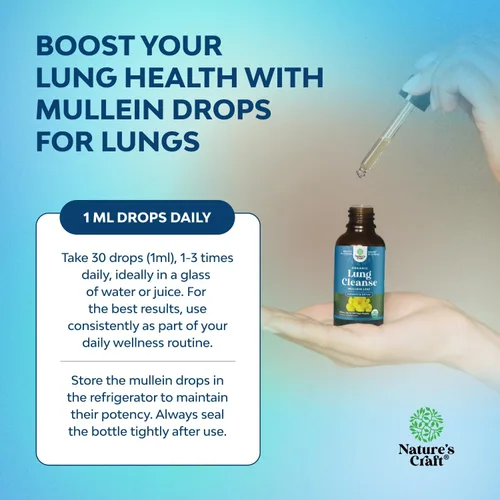 Miniatura 2 de Gotas de gordolobo orgánicas USDA para los pulmones - Desintoxicación y limpieza pulmonar herbal con extracto de raíz de malvavisco y hoja