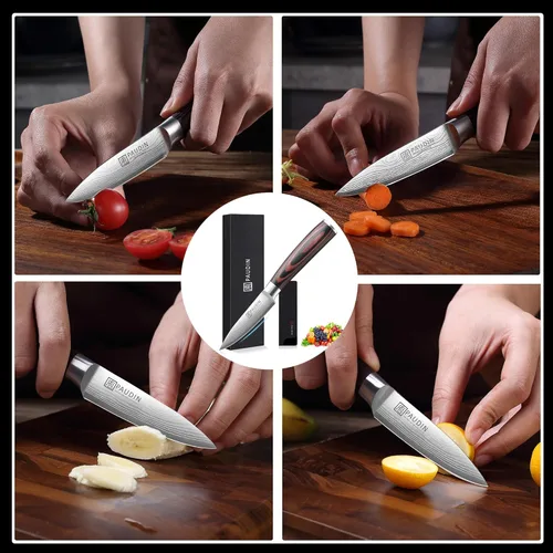 Miniatura 6 de PAUDIN Cuchillo de pelar, cuchillo de fruta de 3.5 pulgadas, cuchillo de pelar forjado de acero inoxidable de alto carbono 5Cr15Mov, cuchillo