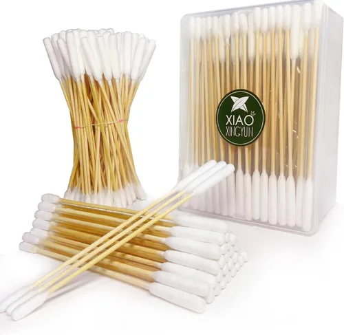 Miniatura 8 de 100 hisopos de algodón de 6 pulgadas de largo en caja, hisopos de algodón grandes profesionales con mango de bambú, hisopos de doble cara para Doble
