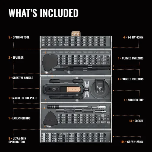 Miniatura 6 de Juego de destornilladores de precisión 180 en 1 Kit de reparación magnética portátil para electrónica, portátil, PC y dispositivos pequeños