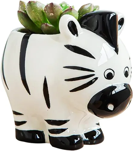 Miniatura 3 de DIYOMR Bonita maceta de cerámica de animales, maceta pequeña para suculentas, maceta con forma de dibujos animados para plantas pequeñas, cactus