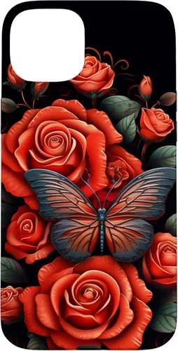 Miniatura 9 de Cute Butterfly Red Floral Flower Butterfly Rose Case for iPhone 17