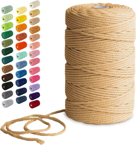 Miniatura 150 de Nook Theory - Cuerda de macramé de 3 mm, 220 yardas de cuerda de algodón, hilo de 4 mm y 5 mm, cuerda para manualidades, perfecta para colgantes