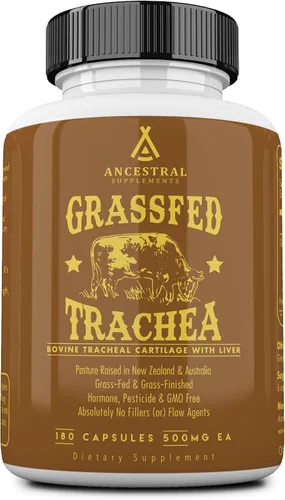 Ancestral Supplements Suplemento de Cartílago Traqueal de Res Alimentada con Pasto con Hígado, 3000mg, Suplemento de Salud Inmune y Soporte