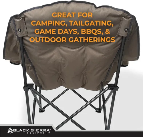 Miniatura 8 de Black Sierra Silla de campamento de gran tamaño para adultos, asiento al aire libre resistente con acolchado de felpa, soporta 400 libras, Marrón