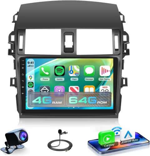 Miniatura 15 de Radio de coche 2G+64G para Toyota Corolla 2009-2013, estéreo de coche Android inalámbrico Carplay, Rimoody pantalla táctil de 9 pulgadas