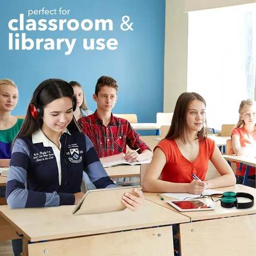 Miniatura 3 de Auriculares Sonitum para Aula - Juego de 25, Auriculares Cómodos Giratorias para Estudiantes, para Biblioteca, Escuela, Avión, Niños