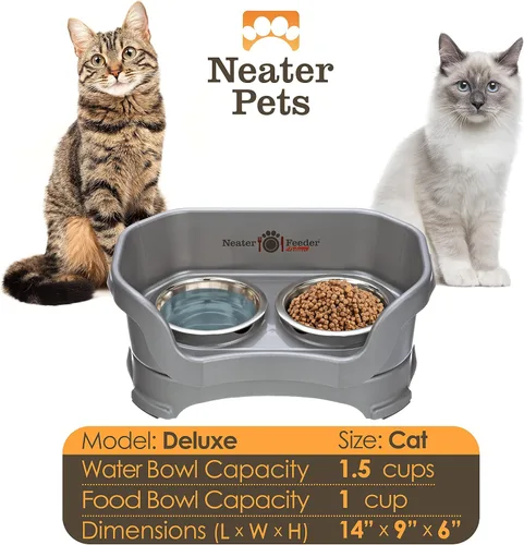Miniatura 5 de Neater Feeder Deluxe - Tazones elevados para gatos a prueba de desorden para todas las razas, fabricados en Estados Unidos, cuencos elevados sin