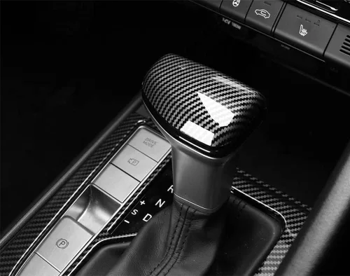 Miniatura 4 de Pomo de palanca de cambios de fibra de carbono ABS para auto, cubierta, moldura, protector adhesivo compatible con Hyundai Elantra 2021-2025 CN7