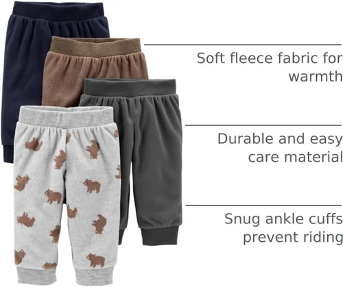 Miniatura 9 de Simple Joys by Carter's Paquete de 4 pantalones de forro polar unisex para bebé