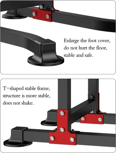 Miniatura 4 de Torre de Potencia con Estación de Fondo y Barra de Dominadas - Equipo de Gimnasio para el Hogar Multiusos con Altura Ajustable y Almohadillas Negro