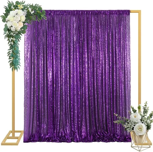 Miniatura 12 de ShinyBeauty Cortinas de Telón de Fondo con Lentejuelas 4x10 pies Negro Cortinas de Lentejuelas 2 Paneles Telones de Fondo para Bodas Telón de Fondo