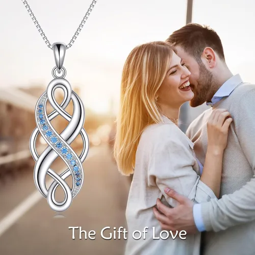 Miniatura 6 de YFN Collar con colgante de ópalo creado con nudo celta irlandés, collares negros de plata esterlina para mujeres y hombres de 18 pulgadas