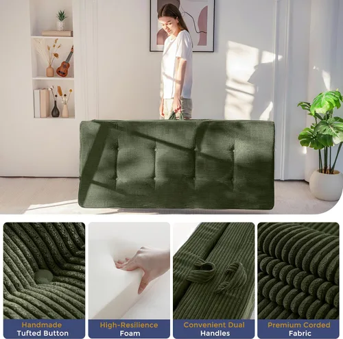 Miniatura 7 de MAXYOYO Sofá cama plegable de 4 pulgadas, sofá plegable copetudo, sofá portátil con asas, cubrecolchón de cama de invitados, tapete portátil