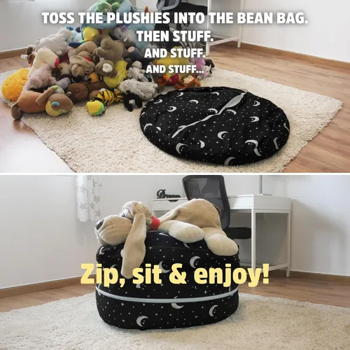 Miniatura 6 de SMART WALLABY Silla Puf de Almacenamiento para Animales de Peluche 2 Tamaños en 1 Organizador de Juguetes de Peluche para Niños 100% Algodón