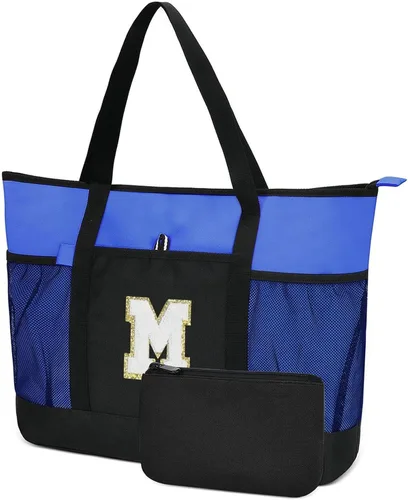 Miniatura 8 de Bolsa de mano con iniciales, bolsas de mano reutilizables grandes personalizadas con asas, bolsa de enfermeras, regalos de cumpleaños para mujeres