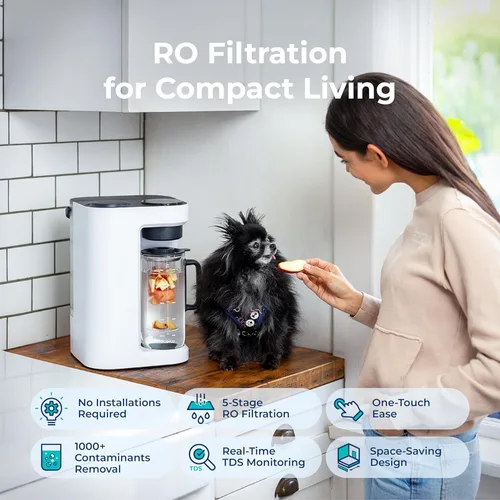 Miniatura 2 de Bluevua RO100ROPOT-LITE Sistema de filtro de agua de ósmosis inversa para mostrador, purificación de 5 etapas, proporción de puro a drenaje de 3:1