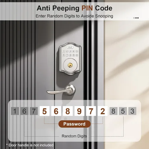 Miniatura 5 de 52HZ Cerradura de puerta de entrada sin llave con código, cerrojo electrónico con teclado y 2 llaves, cerraduras inteligentes para puerta principal