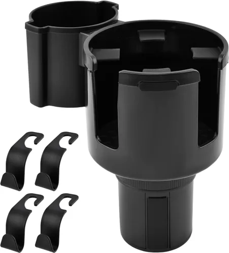 Paquete de 1 expansor de portavasos de automóvil 2 en 1 adaptador con base expandible, gancho para reposacabezas de asiento de automóvil, paquete de