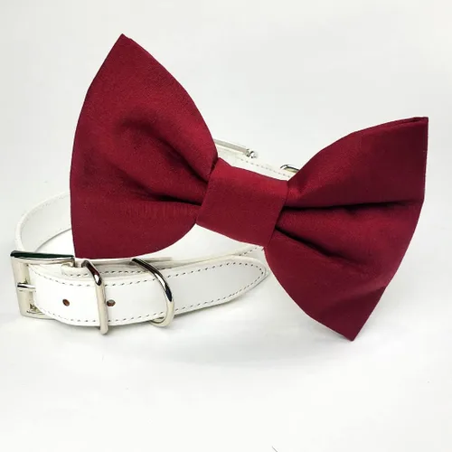 Miniatura 3 de Collar de moño para perro burdeos, collar de boda para perro, collar de perro de boda rojo profundo, collar formal para perro, ropa de boda
