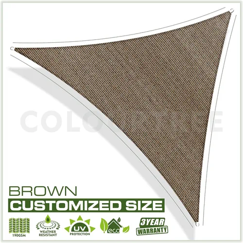 Miniatura 2 de ColourTree 24' x 24' x 24' Toldo triangular marrón parasol de tela para sombra, toldo para patio, cochera - Bloqueo UV resistente a los rayos UV