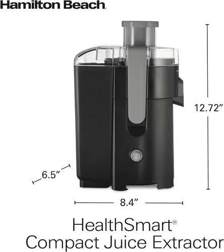 Miniatura 7 de Máquina Exprimidora Hamilton Beach HealthSmart, Extractor Centrífugo Compacto, Canal de Alimentación de 2.4 Pulgadas para Frutas y Verduras, Fácil