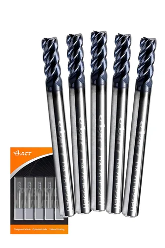 Miniatura 10 de ACCUT I4KES - Fresa cuadrada de carburo de 1/4 de pulgada, juego de brocas de fresado de 4 flautas para acero, acero endurecido forja, cobre