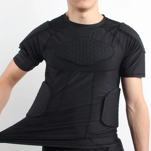 Miniatura 7 de Charque Camisas/pantalones protectores acolchados para hombre, para fútbol, paintball, béisbol, compresión, costilla, protección del esternón