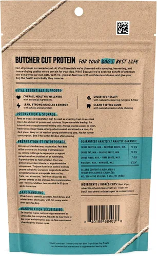 Miniatura 2 de Vital Essentials Beef Tripe Bites - Golosinas para perros, 2.3 onzas, crudas liofilizadas Proteína única Golosinas de entrenamiento con alto