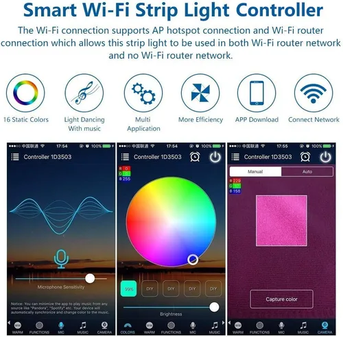 Miniatura 3 de iNextStation - Controlador LED Inteligente RGB WiFi con Salida de 4 Pines Compatible con Alexa/Google Home Assistant/IFTTT para Android/iOS