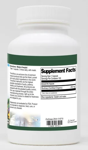 Miniatura 2 de Scullcap (Certificado Orgánico) - 450 mg (100 cápsulas, ZIN: 518719)